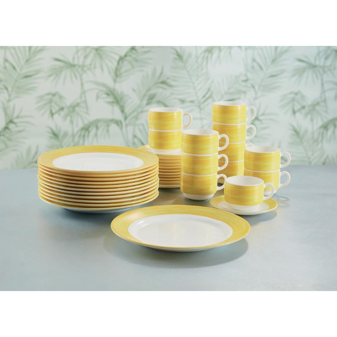 Arcoroc Brush Side Plates Yellow 155mm (24 Pack)