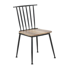 Bolero Alma Slatted Back Chairs, Mango Wood & Steel (2 Pack)