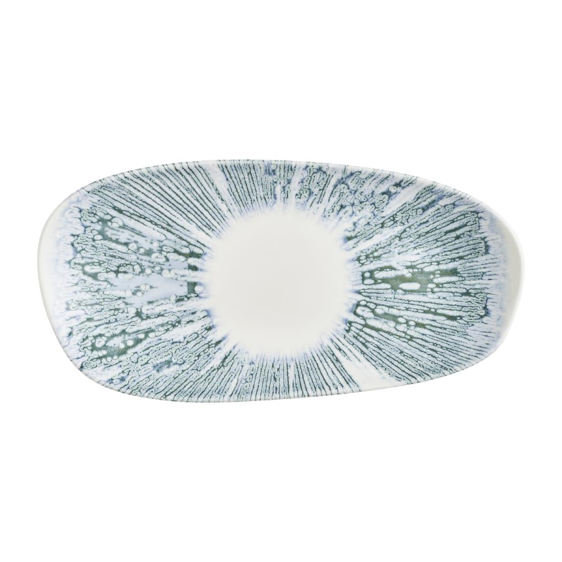 Churchill Lyra Organic Oblong Plates Blue Opal 350x150mm (12 Pack)