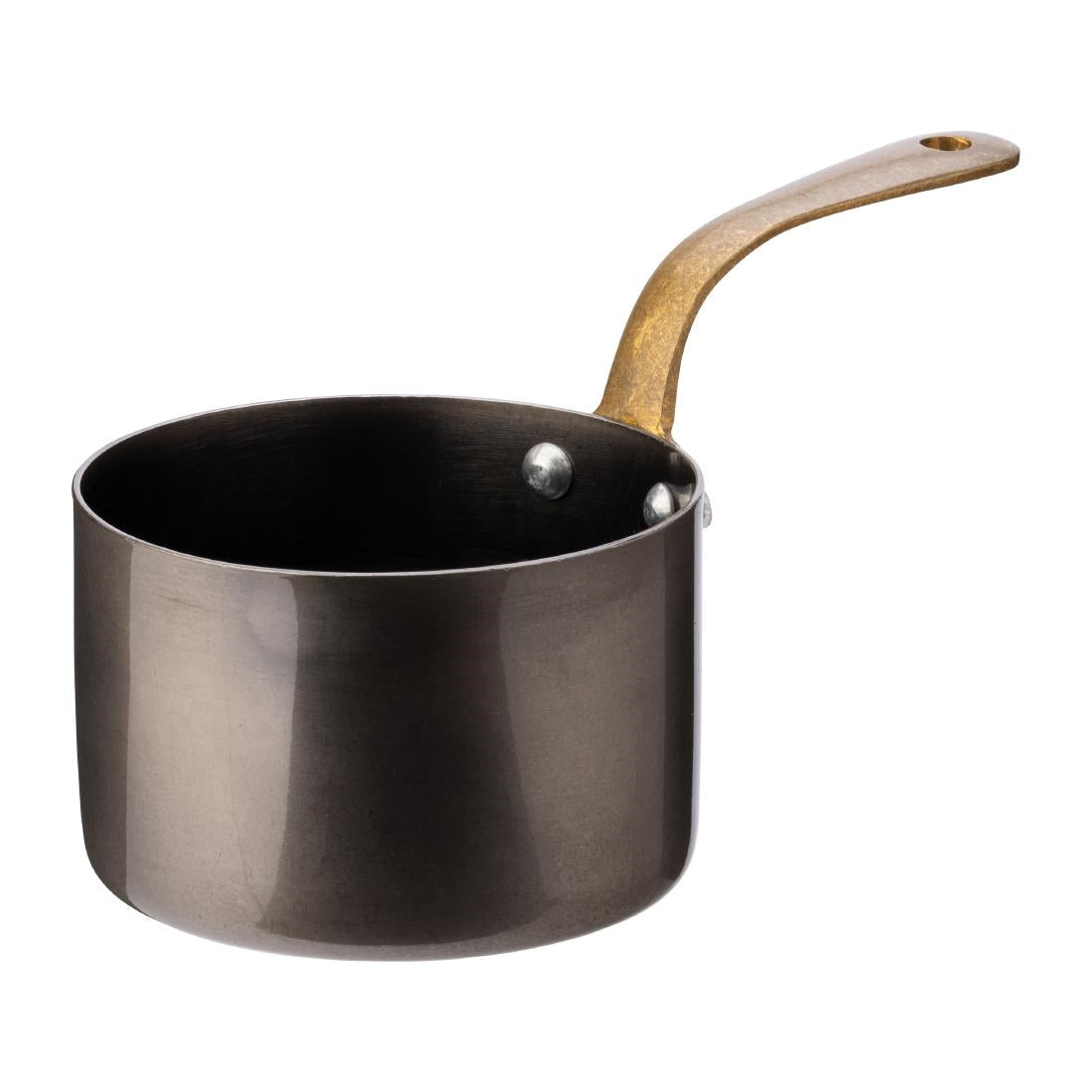 Utopia Vintage Steel Mini Saucepans Black 90mm (6 Pack)