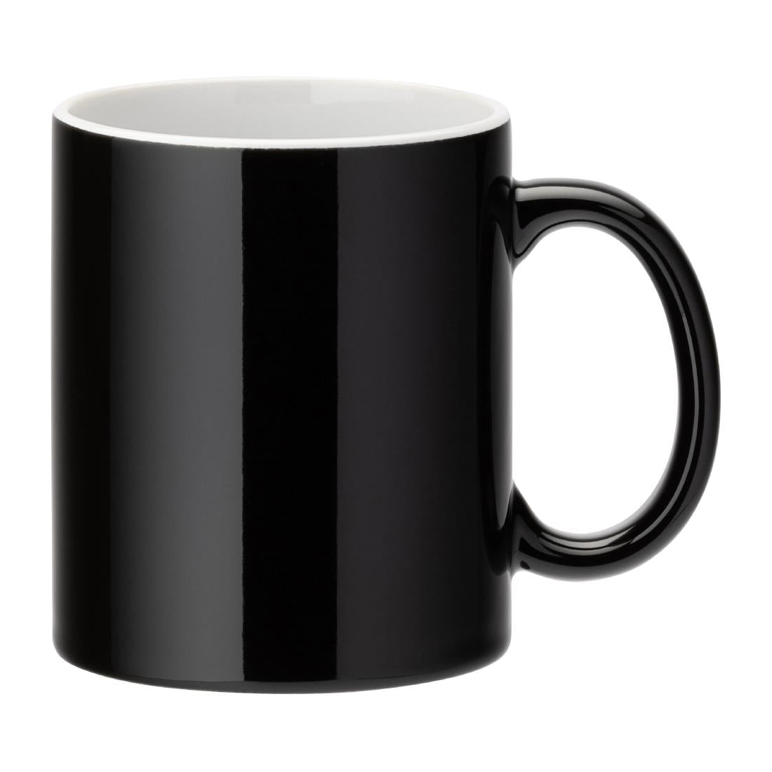 Utopia Pure White Straight-Sided Mugs Black 340ml (12 Pack)