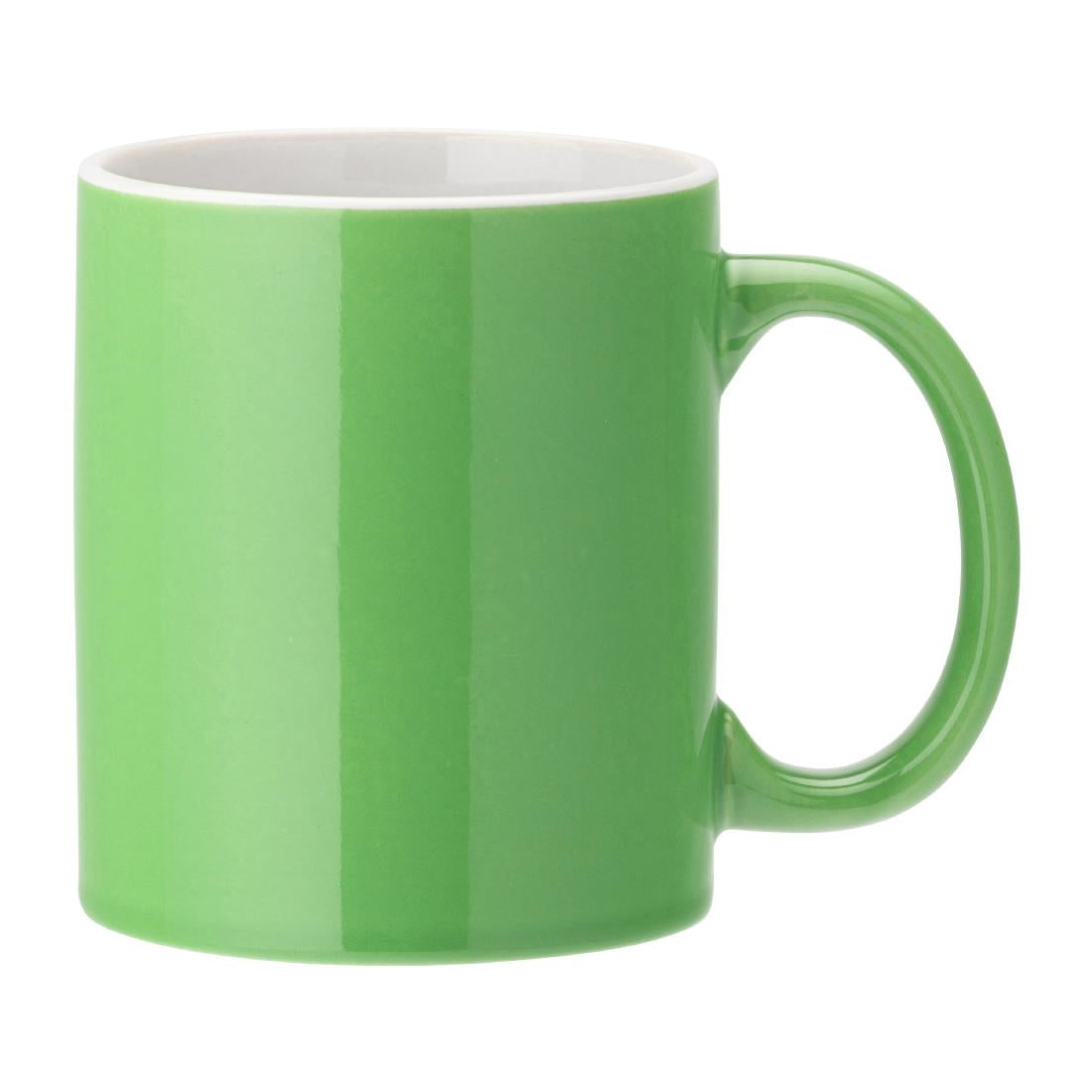 Utopia Pure White Straight-Sided Mugs Green 340ml (12 Pack)
