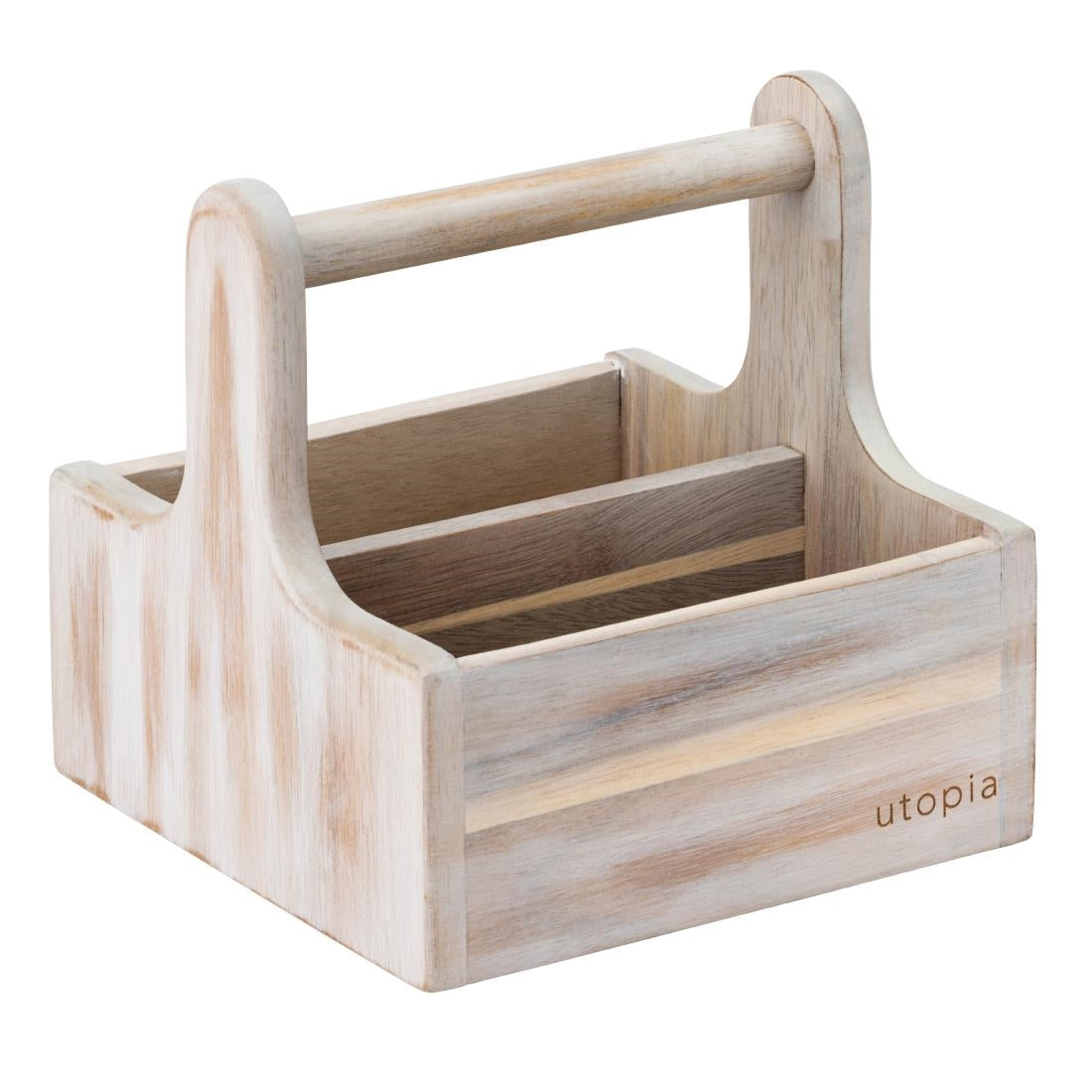 Utopia Small Wooden Table Caddy White (2 Pack)