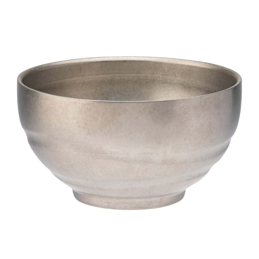 Utopia Artemis Double Walled Bowls Rumbled Steel 120mm (6 Pack)