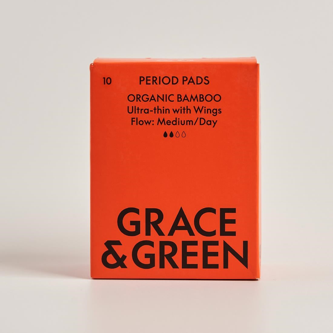 Grace & Green Organic Bamboo Period Pads, Medium (10 Pack)