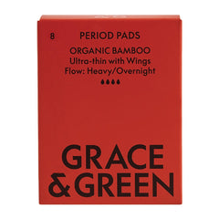 Grace & Green Organic Bamboo Period Pads, Heavy (8 Pack)