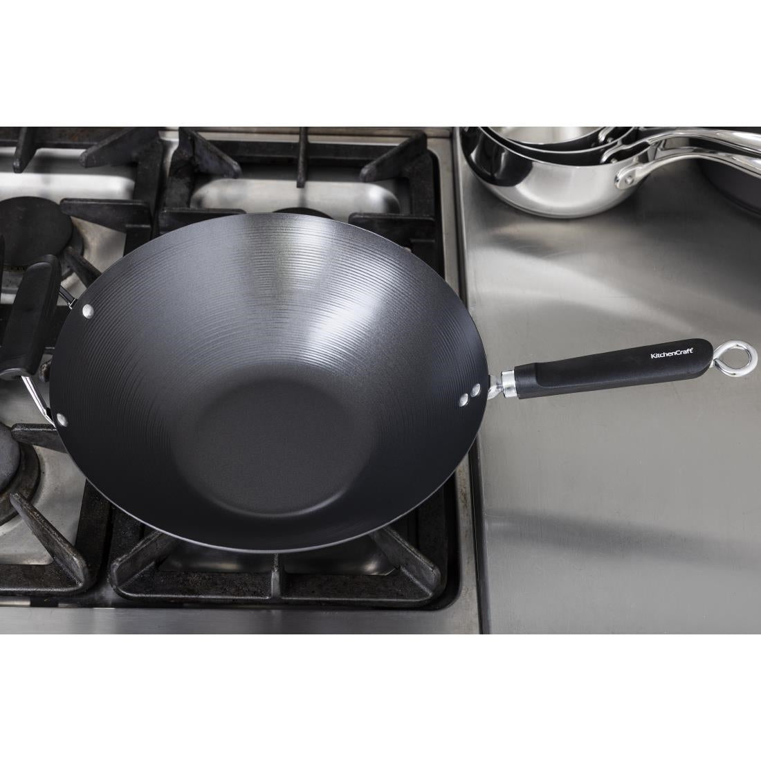 Kitchen Craft Non Stick Flat Base Wok 356mm