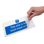 Vogue Food Wash Only Sign 200x100mm (Self-Adhesive)