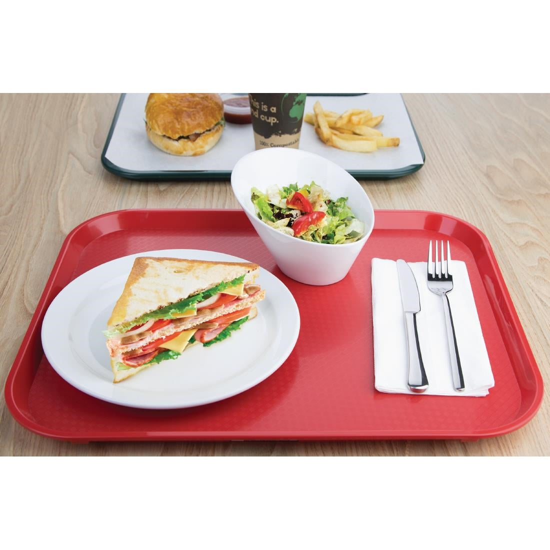 Olympia Kristallon PP Rectangular Tray Red 350x450mm