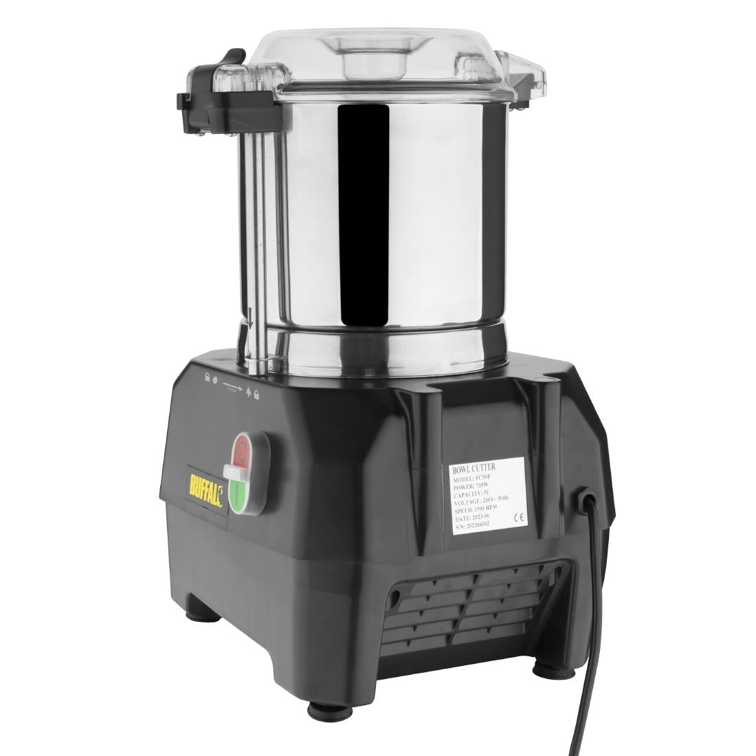 Buffalo 5Ltr Bowl Cutter and Veg Prep Attachment with 4x Discs