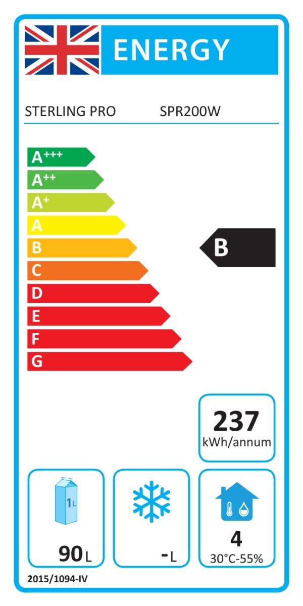 Sterling Pro SPR200W Undercounter Refrigerator White 140L