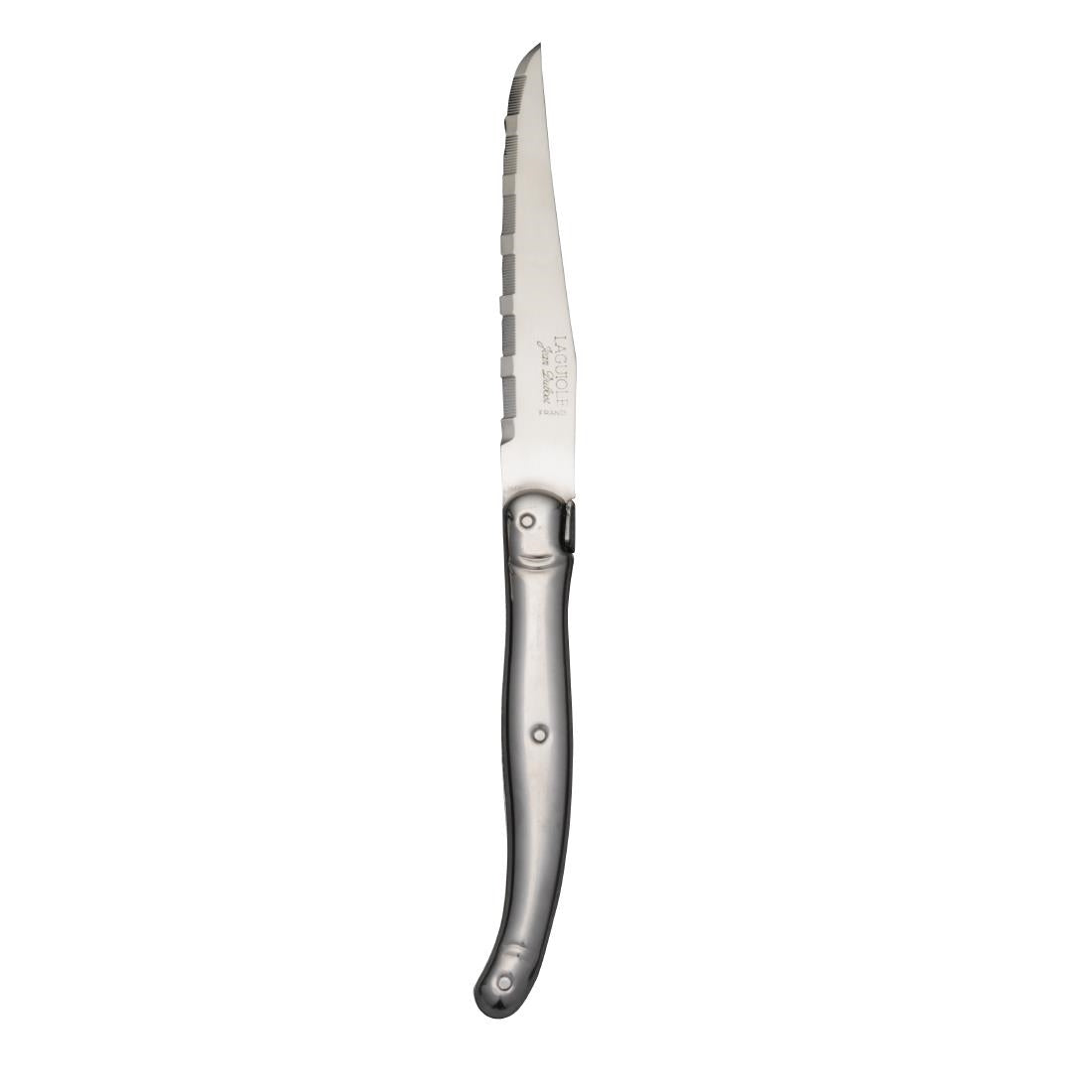 Laguiole Serrated Steak Knife Stainless Steel Handle (6 Pack)
