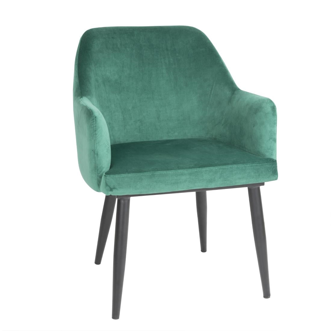 Bolero Lia Velvet Effect Chairs Dark Green (Set of 2) product image