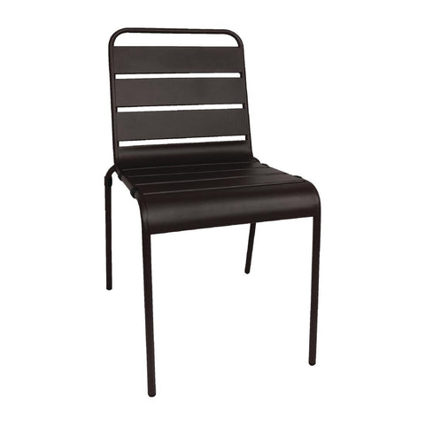 Bolero Black Slatted Steel Side Chairs (Pack of 4)