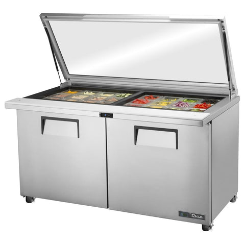 True Glass Lid Prep Counter Fridge TSSU-60-24M-B-ST-FGLID