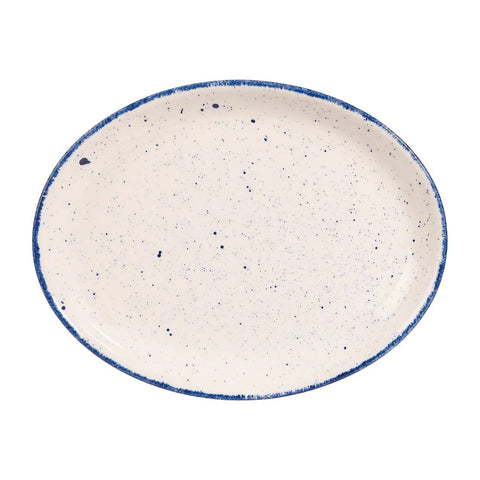 Churchill Stonecast Hints Oval Plates Indigo Blue 254mm (Pack of 12)