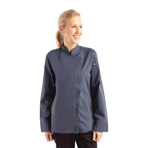 Chef Works Hartford Lightweight Zip Womens Chef Jacket Blue M