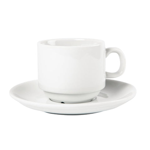 Olympia Whiteware Stacking Tea Cups 7oz 200ml (Pack of 12)