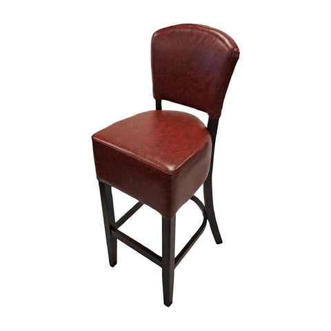 Hanoi Bar Chair in Dark Walnut with Bison Bordeaux Vinyl (Pack of 2)