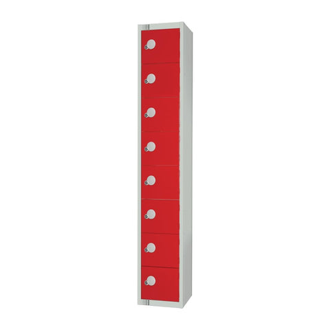 Elite Eight Door Manual Combination Locker Locker Red with Sloping Top
