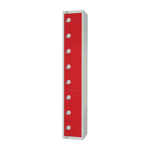 Elite Eight Door Coin Return Locker with Sloping Top Red