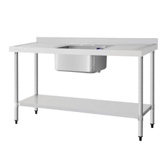 Vogue Single Sink with Double Drainer 1500mm Stainless Steel