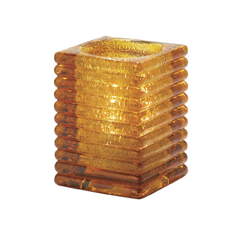 Hollowick Horizontal Rib Block Amber Jewel Glass Lamp 71mm x 105mm