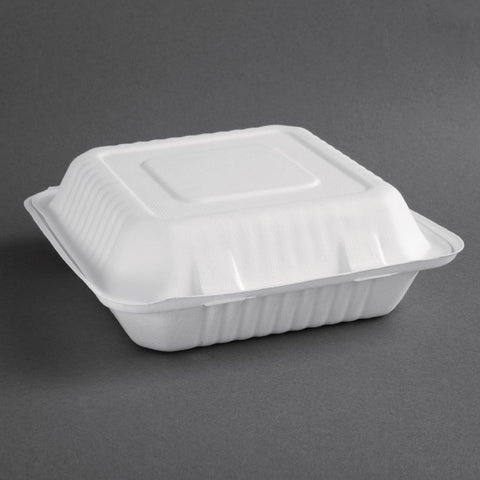 Fiesta Compostable Bagasse Hinged Food Containers 236mm (Pack of 200)