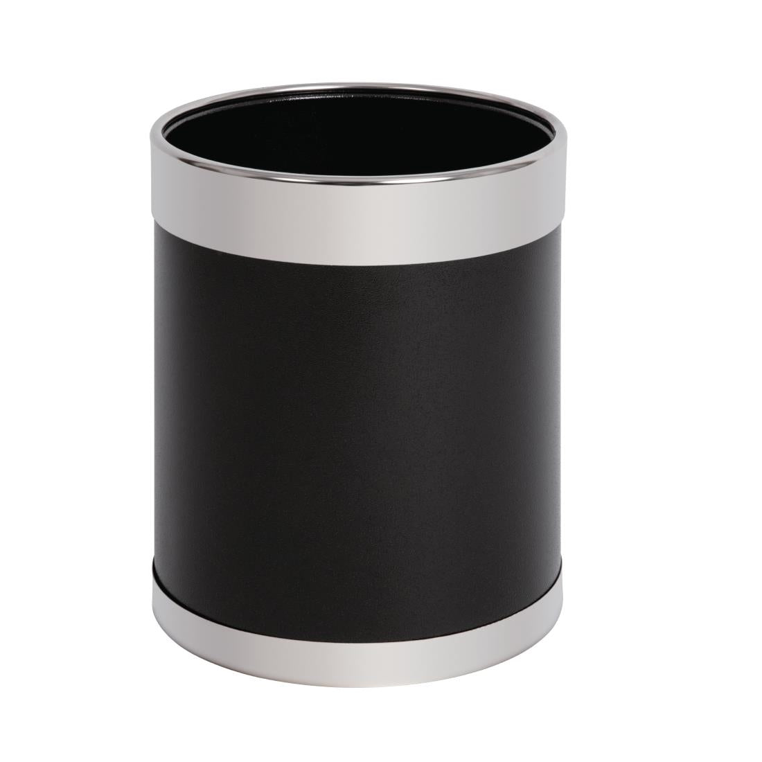 Bolero Black Waste Paper Bin with Silver Rim product image