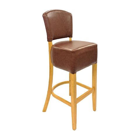 Hanoi Bar Chair in Soft Oak with Bison Espresso Vinyl (Pack of 2)