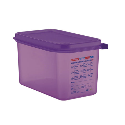Araven Allergen Polypropylene 1/4 Gastronorm Food Storage Container Purple 4.3L