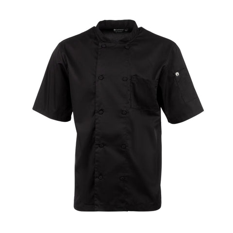 Chefs Works Montreal Cool Vent Unisex Short Sleeve Chefs Jacket Black 2XL