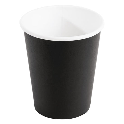 Fiesta Recyclable Coffee Cups Single Wall Black 225ml / 8oz (Pack of 50)