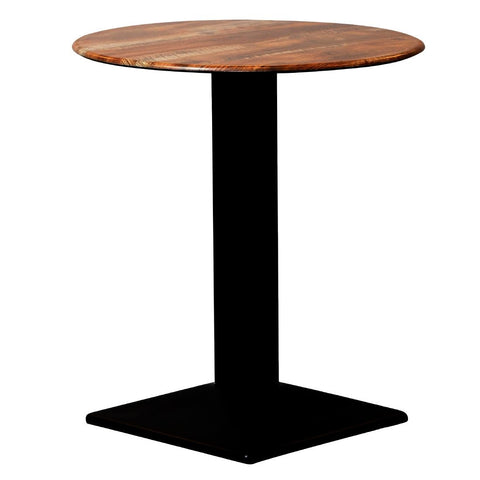 Turin Metal Base 600mm Round Dining Table w/Laminate Top in Planked Oak