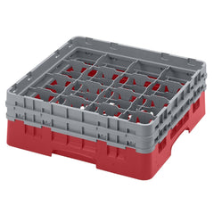 Cambro Camrack 16-Compartment Glass Rack Red 133mm