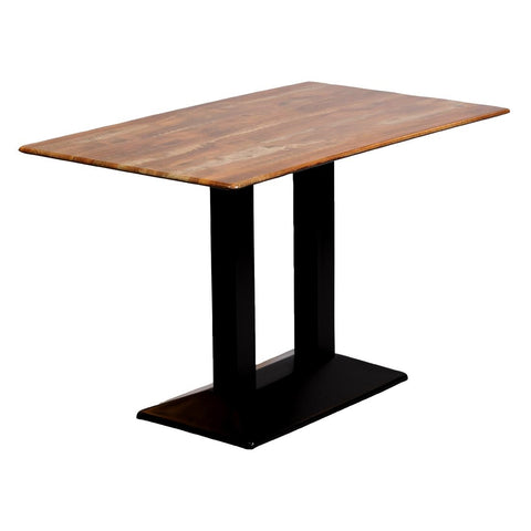 Turin Metal Base Rectangle Dining Table with Laminate Top in Planked Oak