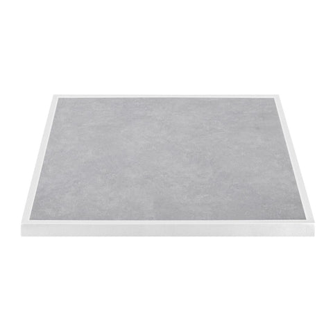 Bolero Light Grey Stone Effect Outdoor Fibre Glass Table Top White Trim 700mm