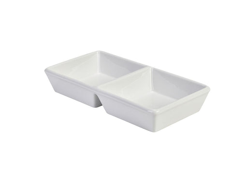 Genware 353253 Royal Square Double Dish 25x13x4cm - Pack of 4