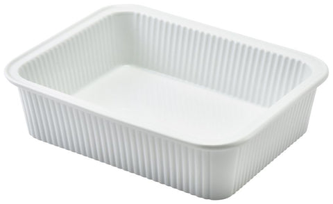Genware 353320 Royal Fluted Rectangular Dish 20.5 x 16.5 x 5cm - Pack of 3
