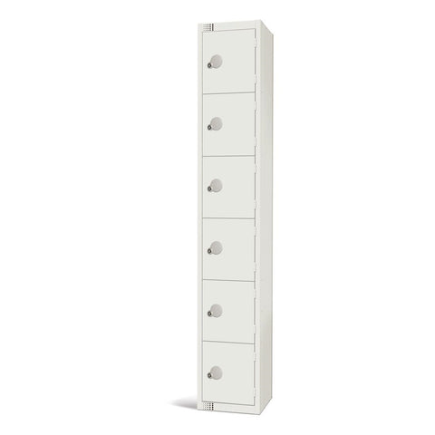 Elite Six Door Coin Return Locker White