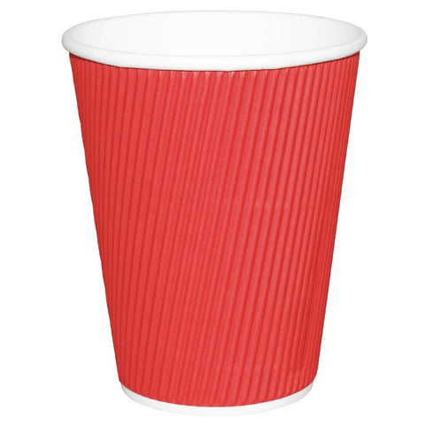 Fiesta Recyclable Coffee Cups Ripple Wall Red 340ml / 12oz (Pack of 25)