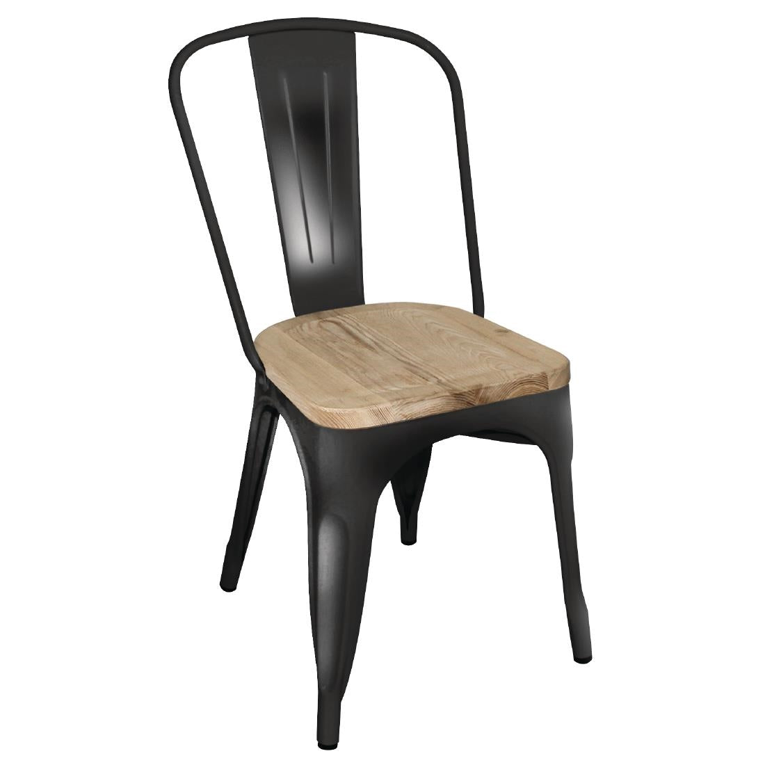 Bolero Bistro Side Chairs with Wooden Seat Pad Black (Pack of 4) product image