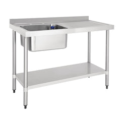 Vogue Single Sink Right Hand Drainer 1200mm Stainless Steel