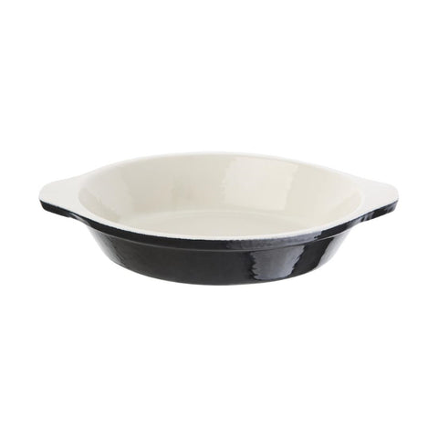 Vogue Black Cast Iron Round Gratin Dish 400ml