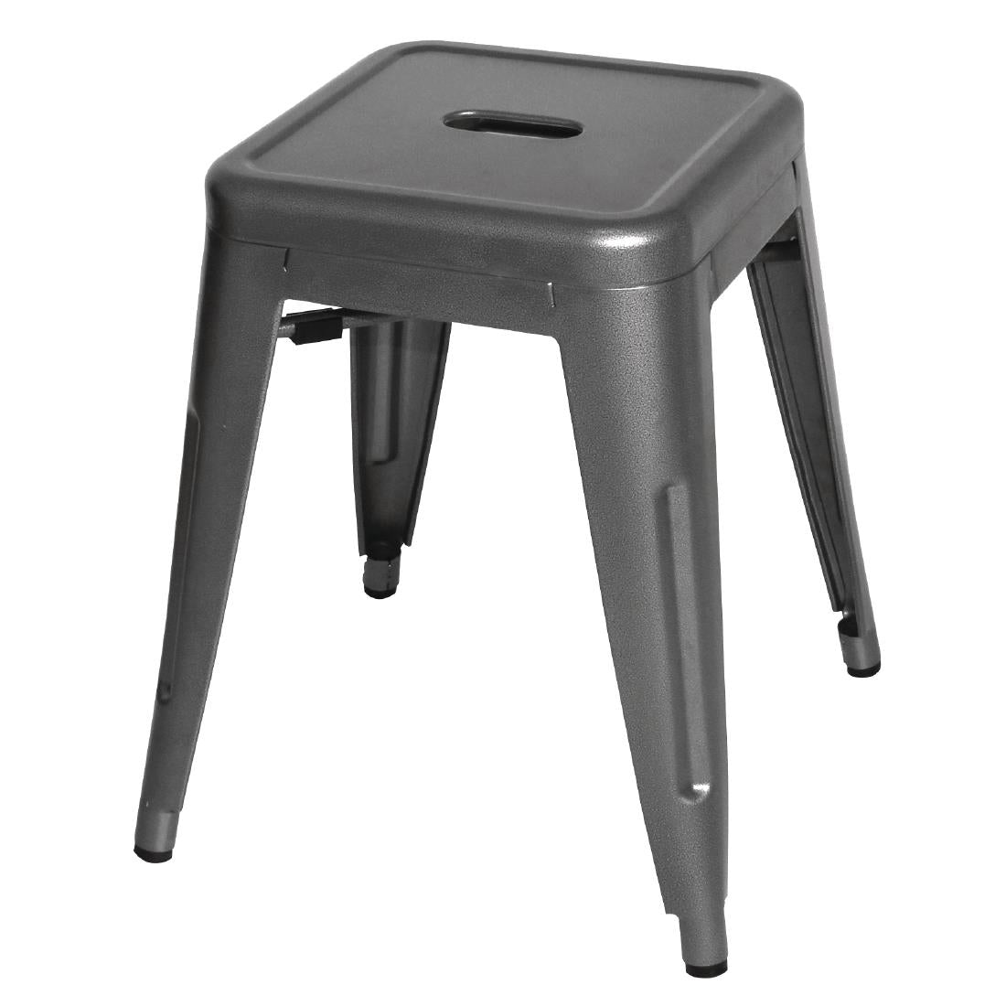 Bolero Bistro Steel Low Stool Gun Metal product image
