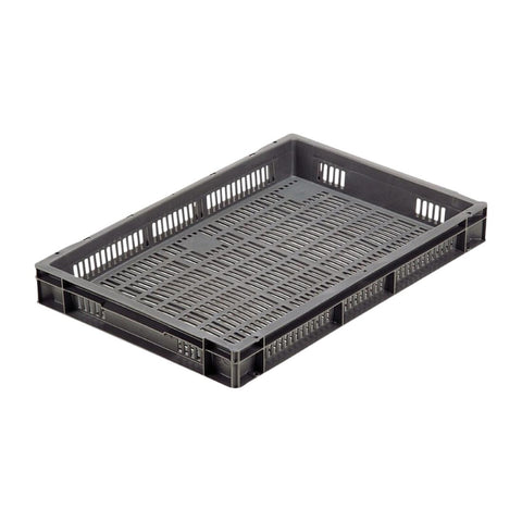 Fletcher Grey Perforated Stacking Container Small 600x400x75mm