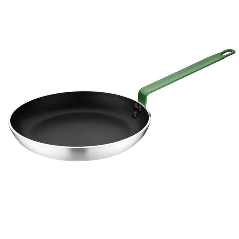 Hygiplas Non-Stick Teflon Aluminium Platinum Plus Frying Pan with Green Handle 280mm