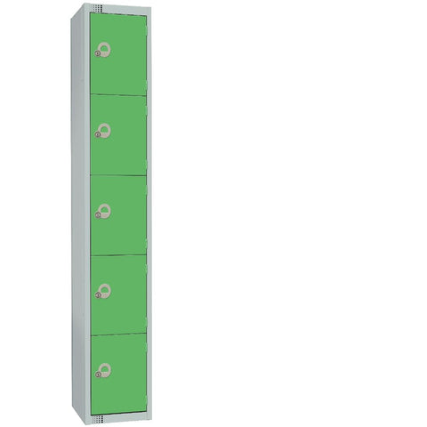 Elite Five Door Camlock Locker with Sloping Top Green