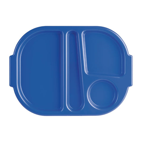 Olympia Kristallon Large Polycarbonate Compartment Food Trays Blue 375mm