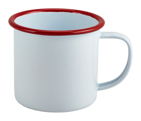 Genware 50008WHR Enamel Mug White with Red Rim 36cl/12.5oz